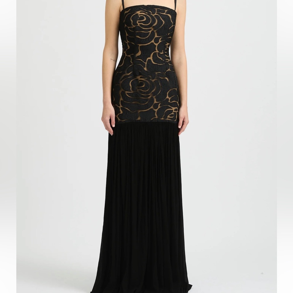 Sonya Moda Eden Mixed Media Strapless Gown Dress Size Small